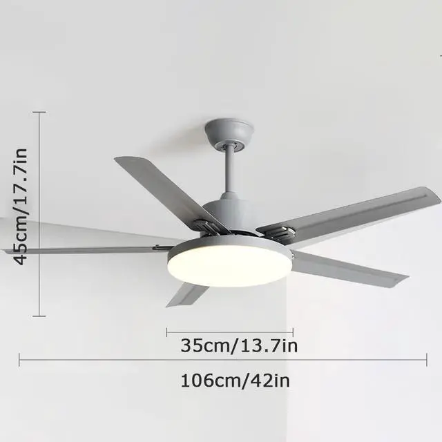 Alt view image 7 of 7 - LED Modern Flush Mount Indoor Ceiling Fans 42 Inch Low Profile Ceiling Fan with Light Iron Ceiling Fans with Lights and Remote 3 Speed 3 Color for Bedroom, Living Room, Kids Room