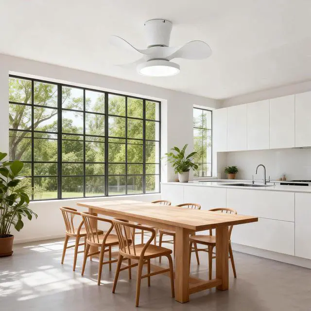 Alt view image 2 of 7 - 22 inch Ceiling Fans with Lights, Low Profile Ceiling Fan with Light and Remote Control, Reversible, 3CCT, Noiseless, 3 Speed Large Air Volume Ceiling Fans for Kitchen Bedroom Dining Room