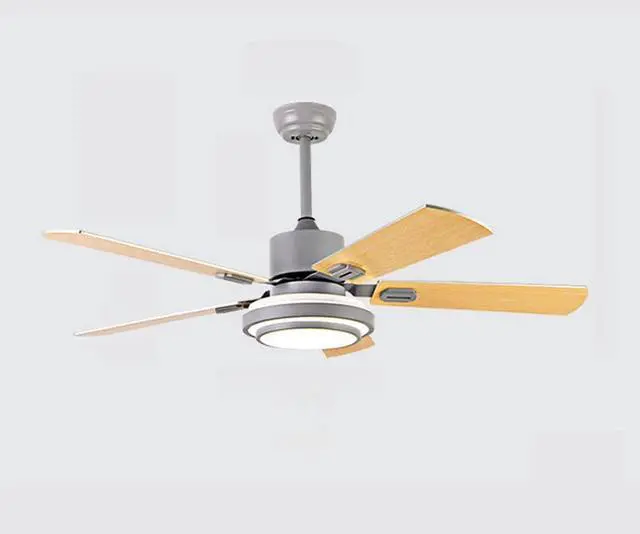 Main image of Wood Mute Ceiling Fan with Lights 48 Inch with Remote Ceiling Fan Light LED 3 Color Dimmable Living Room Ceiling Fan Modern Indoor Flush Mount Fan Light Outdoor Ceiling Fans for Patios