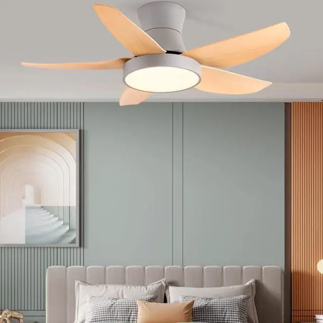 Alt view image 2 of 6 - Modern Simple Ceiling Fan with Lights 5-Blade LED Dimmable Remote Ceiling Fan 46 Inch Kitchen Ceiling Fan with Lights Farmhouse Ceiling-Mounted Smart Ceiling Fan