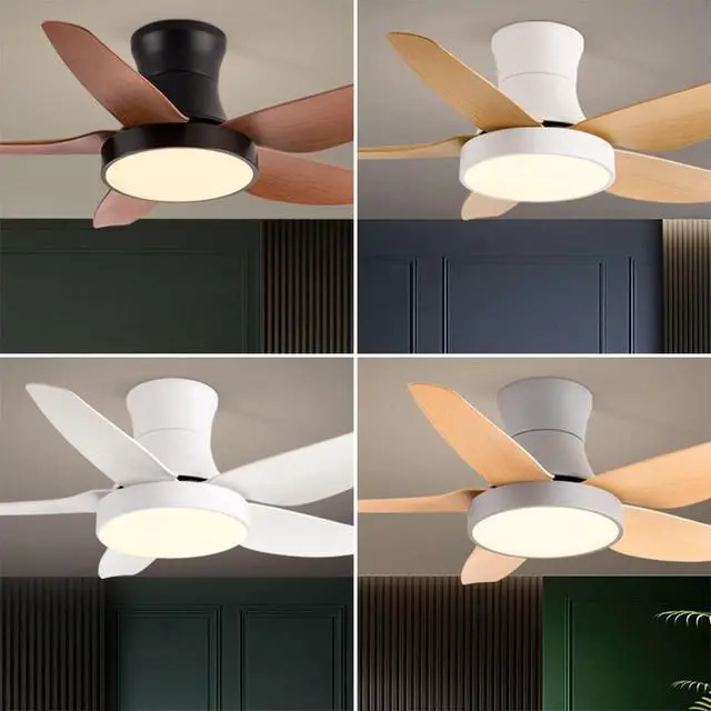 Alt view image 2 of 5 - Modern Simple Ceiling Fan with Lights 5-Blade LED Dimmable Remote Ceiling Fan 46 Inch Kitchen Ceiling Fan with Lights Farmhouse Ceiling-Mounted Smart Ceiling Fan
