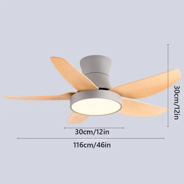 Alt view image 6 of 6 - Modern Simple Ceiling Fan with Lights 5-Blade LED Dimmable Remote Ceiling Fan 46 Inch Kitchen Ceiling Fan with Lights Farmhouse Ceiling-Mounted Smart Ceiling Fan