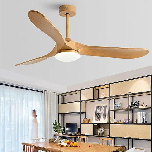 Alt view image 2 of 7 - Imitation Wood 42 Inch Ceiling Fan with Lights Ceiling Fans with Lights and Remote 6 Speed Modern 3-Blade Fan Light LED Acrylic Bedroom Ceiling Fan Outdoor Ceiling Fans for Patios