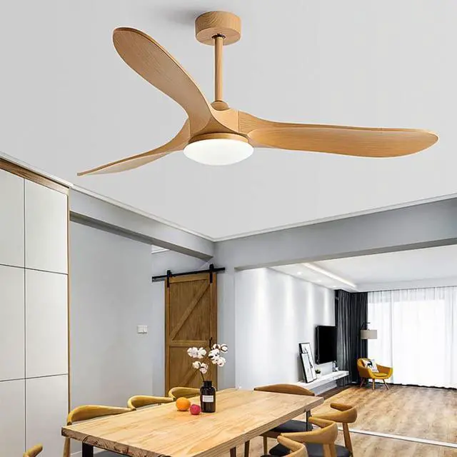 Alt view image 3 of 7 - Imitation Wood 42 Inch Ceiling Fan with Lights Ceiling Fans with Lights and Remote 6 Speed Modern 3-Blade Fan Light LED Acrylic Bedroom Ceiling Fan Outdoor Ceiling Fans for Patios