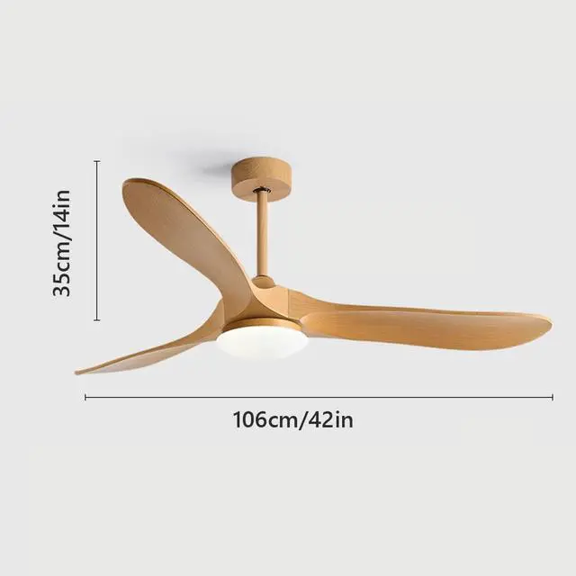 Alt view image 7 of 7 - Imitation Wood 42 Inch Ceiling Fan with Lights Ceiling Fans with Lights and Remote 6 Speed Modern 3-Blade Fan Light LED Acrylic Bedroom Ceiling Fan Outdoor Ceiling Fans for Patios