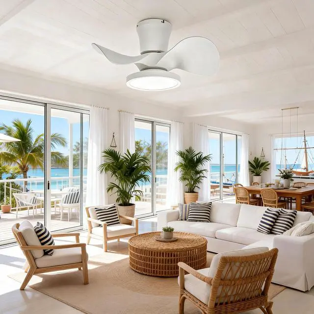 Alt view image 7 of 7 - 22 inch Ceiling Fans with Lights, Low Profile Ceiling Fan with Light and Remote Control, Reversible, 3CCT, Noiseless, 3 Speed Large Air Volume Ceiling Fans for Kitchen Bedroom Dining Room