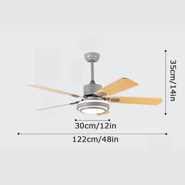 Alt view image 6 of 6 - Wood Mute Ceiling Fan with Lights 48 Inch with Remote Ceiling Fan Light LED 3 Color Dimmable Living Room Ceiling Fan Modern Indoor Flush Mount Fan Light Outdoor Ceiling Fans for Patios