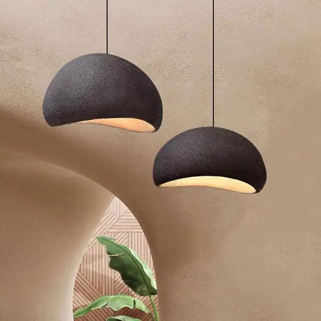 Alt view image 2 of 7 - Wabi-Sabi Style polystyrene Pendant Light Modern Adjustable Hanging Light Bird Nest Shaped Farmhouse Pendant Light Fixture for Kitchen Island Bedroom Dining Lighting