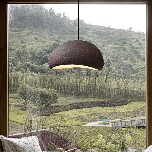 Alt view image 3 of 7 - Wabi-Sabi Style polystyrene Pendant Light Modern Adjustable Hanging Light Bird Nest Shaped Farmhouse Pendant Light Fixture for Kitchen Island Bedroom Dining Lighting