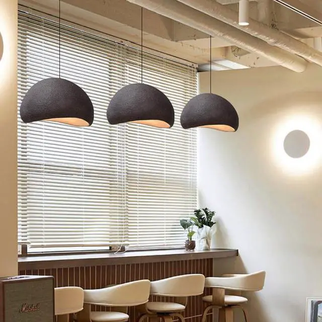 Alt view image 5 of 7 - Wabi-Sabi Style polystyrene Pendant Light Modern Adjustable Hanging Light Bird Nest Shaped Farmhouse Pendant Light Fixture for Kitchen Island Bedroom Dining Lighting