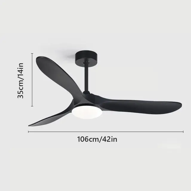 Alt view image 5 of 5 - Imitation Wood 42 Inch Ceiling Fan with Lights Ceiling Fans with Lights and Remote 6 Speed Modern 3-Blade Fan Light LED Acrylic Bedroom Ceiling Fan Outdoor Ceiling Fans for Patios