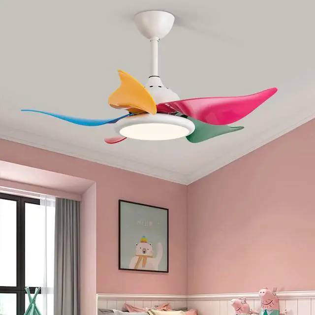 Alt view image 2 of 5 - European Style Ceiling Fan with Lights Colored Fan Blades Modern Ceiling Fan Light 3 Color Dimming Ceiling Fan with Remote 36 Inch Smart Ceiling Fan with Light for Bedroom, Living Room