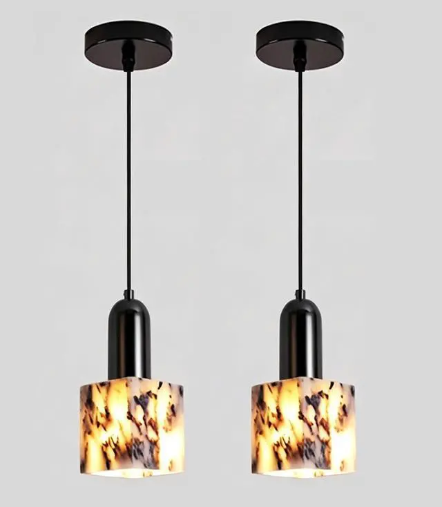Main image of Modern Marble Pendant Lights, Black Kitchen Island Pendant Lamp, Natural Stone LED Hanging Light, for Bedroom Bathroom Dining Room Living Room Hallway