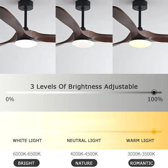 Alt view image 5 of 7 - Antique Indoor Ceiling Fan with Lights with Remote Dimmable Living Room Ceiling Fan LED Mute 3-Blade Bedroom Ceiling Fan Simple Farmhouse Ceiling Fan with Light