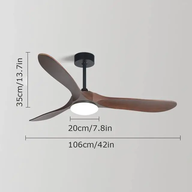 Alt view image 7 of 7 - Antique Indoor Ceiling Fan with Lights with Remote Dimmable Living Room Ceiling Fan LED Mute 3-Blade Bedroom Ceiling Fan Simple Farmhouse Ceiling Fan with Light