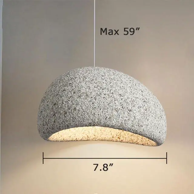 Alt view image 6 of 7 - Pendant Light Fixture Japanese style Modern Bird's Nest Pendant Light high density polystyrene Industrial Hanging Light imitation stone E26 Ceiling Pendant lamp for Living Room Bedroom Kitchen