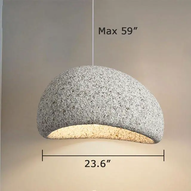 Alt view image 6 of 7 - Pendant Light Fixture Japanese style Modern Bird's Nest Pendant Light high density polystyrene Industrial Hanging Light imitation stone E26 Ceiling Pendant lamp for Living Room Bedroom Kitchen