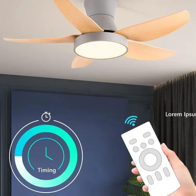 Alt view image 4 of 6 - Modern Simple Ceiling Fan with Lights 5-Blade LED Dimmable Remote Ceiling Fan 46 Inch Kitchen Ceiling Fan with Lights Farmhouse Ceiling-Mounted Smart Ceiling Fan