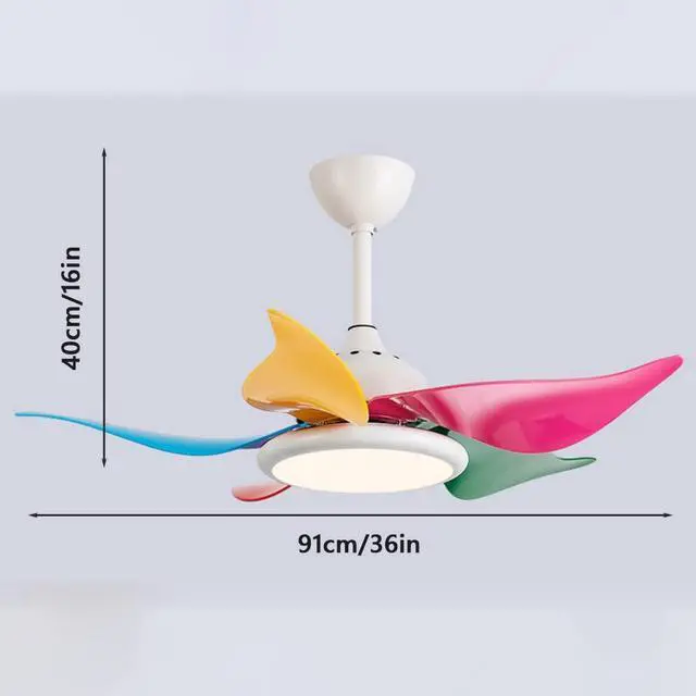 Alt view image 5 of 5 - European Style Ceiling Fan with Lights Colored Fan Blades Modern Ceiling Fan Light 3 Color Dimming Ceiling Fan with Remote 36 Inch Smart Ceiling Fan with Light for Bedroom, Living Room