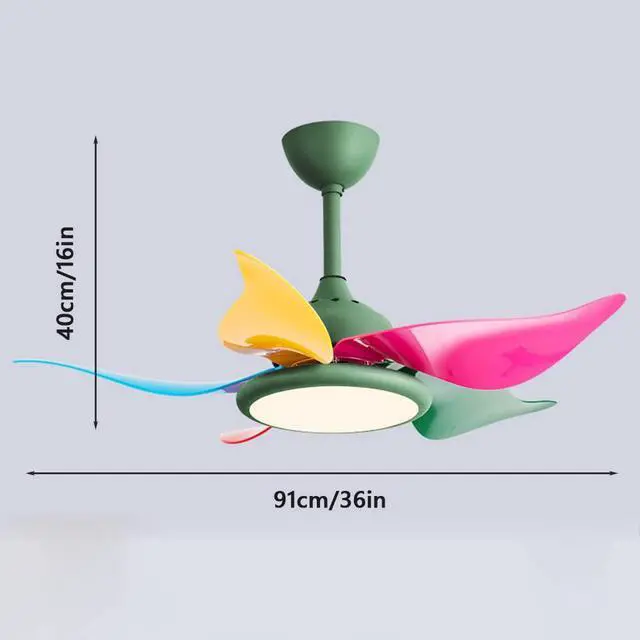 Alt view image 5 of 5 - European Style Ceiling Fan with Lights Colored Fan Blades Modern Ceiling Fan Light 3 Color Dimming Ceiling Fan with Remote 36 Inch Smart Ceiling Fan with Light for Bedroom, Living Room