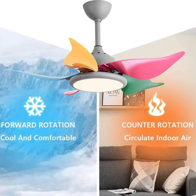 Alt view image 4 of 7 - European Style Ceiling Fan with Lights Colored Fan Blades Modern Ceiling Fan Light 3 Color Dimming Ceiling Fan with Remote 36 Inch Smart Ceiling Fan with Light for Bedroom, Living Room