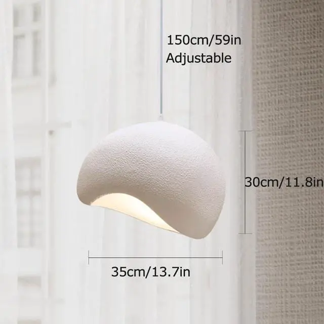 Alt view image 7 of 7 - Japanese Bird Nest Shape Pendant Light Modern polystyrene Adjustable Pendant lamp E26 Vintage Semi Flush Mount Ceiling Hanging lamp Concrete Finish for Kitchen Island Bedroom Dining Lighting