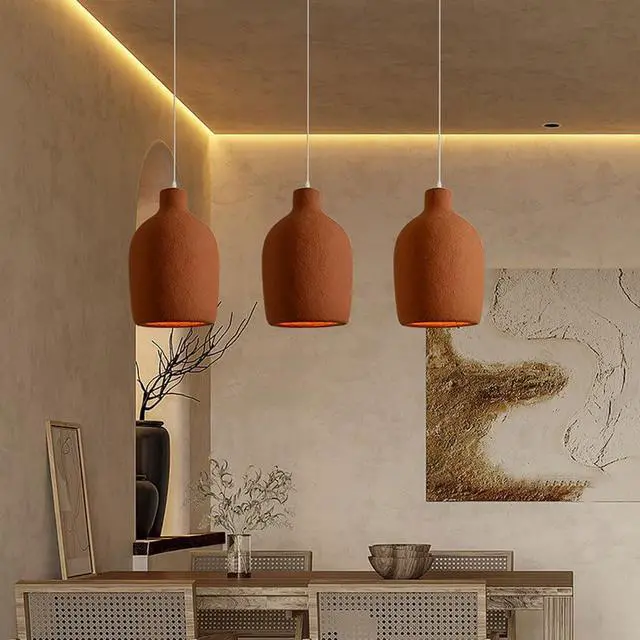 Alt view image 2 of 5 - Industrial Indoor Pendant Lights 11.8 inch Japanese Style Modern Pendant Light Adjustable E26 Ceiling Hanging Light - Concrete Finish for Kitchen Island Bedroom Dining Lighting