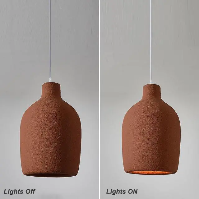 Alt view image 4 of 5 - Industrial Indoor Pendant Lights 11.8 inch Japanese Style Modern Pendant Light Adjustable E26 Ceiling Hanging Light - Concrete Finish for Kitchen Island Bedroom Dining Lighting