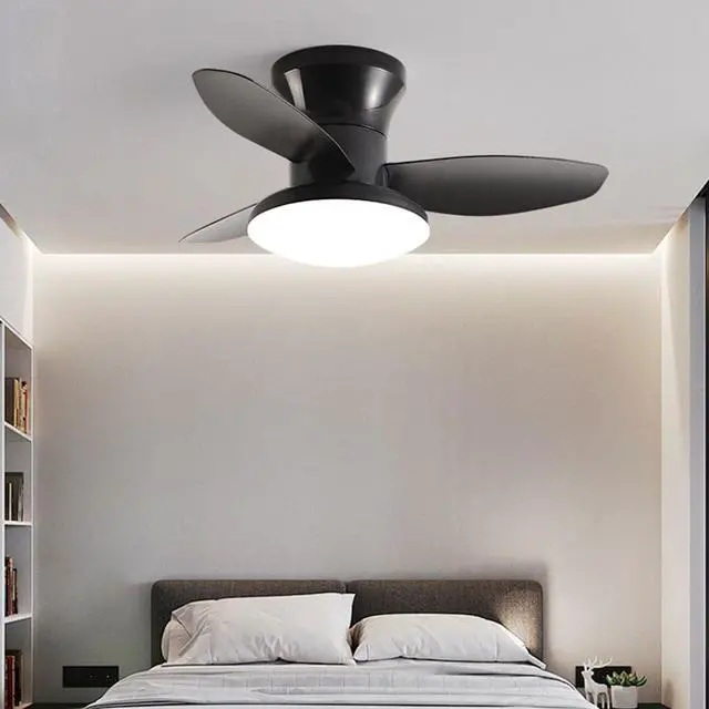 Alt view image 2 of 7 - Small Modern Ceiling Fans with Lights 23.5 inch Flush Mount Ceiling Fan with Light and Remote 6 Speed 3 Color Reversible Smart Ceiling Fans for Bedroom, Living Room, Kids Room