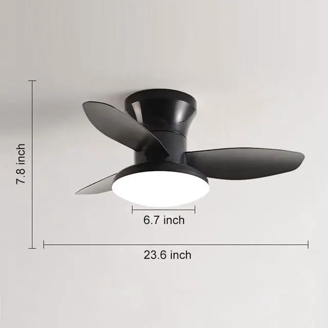 Alt view image 7 of 7 - Small Modern Ceiling Fans with Lights 23.5 inch Flush Mount Ceiling Fan with Light and Remote 6 Speed 3 Color Reversible Smart Ceiling Fans for Bedroom, Living Room, Kids Room