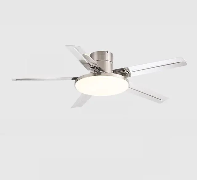 Main image of 52 Inch Ceiling Fan with Lights and Remote 3 Color Dimmable Bedroom Ceiling Fan Modern Stainless Steel Simple Fan Light LED Low Profile Ceiling Fan with Light Mute Living Room Ceiling Fan