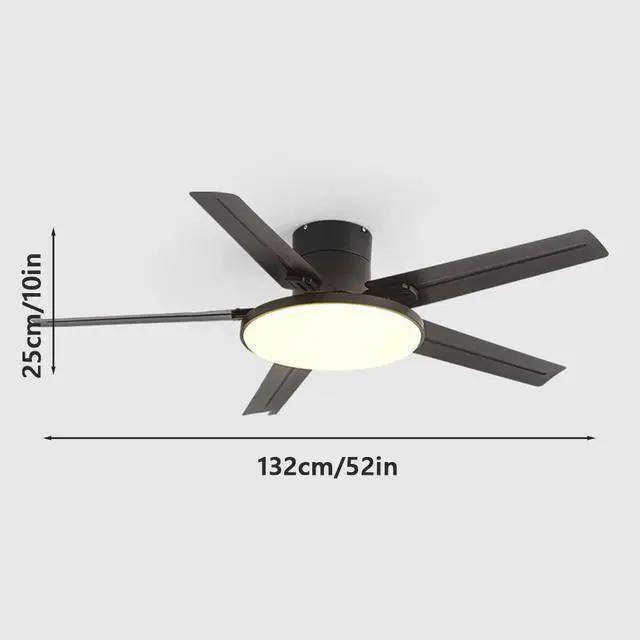 Alt view image 5 of 5 - 52 Inch Ceiling Fan with Lights and Remote 3 Color Dimmable Bedroom Ceiling Fan Modern Stainless Steel Simple Fan Light LED Low Profile Ceiling Fan with Light Mute Living Room Ceiling Fan