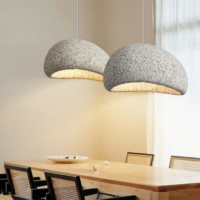 Alt view image 3 of 7 - Pendant Light Fixture Japanese style Modern Bird's Nest Pendant Light high density polystyrene Industrial Hanging Light imitation stone E26 Ceiling Pendant lamp for Living Room Bedroom Kitchen