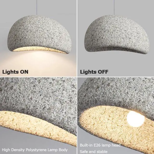Alt view image 4 of 7 - Pendant Light Fixture Japanese style Modern Bird's Nest Pendant Light high density polystyrene Industrial Hanging Light imitation stone E26 Ceiling Pendant lamp for Living Room Bedroom Kitchen