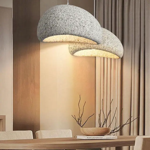 Alt view image 5 of 7 - Pendant Light Fixture Japanese style Modern Bird's Nest Pendant Light high density polystyrene Industrial Hanging Light imitation stone E26 Ceiling Pendant lamp for Living Room Bedroom Kitchen