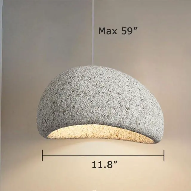 Alt view image 6 of 7 - Pendant Light Fixture Japanese style Modern Bird's Nest Pendant Light high density polystyrene Industrial Hanging Light imitation stone E26 Ceiling Pendant lamp for Living Room Bedroom Kitchen
