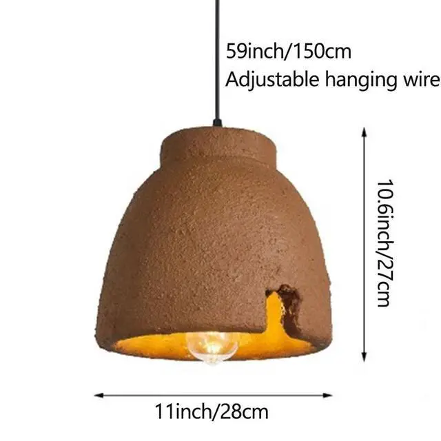 Alt view image 7 of 7 - Vintage polystyrene Pendant Light Japanese Wabi-Sabi Style Bird Nest Pendant lamp Modern Indoor Notch Design Ceiling Pendant Fixtures for Kitchen Island Bedroom Dining Lighting(Brown)