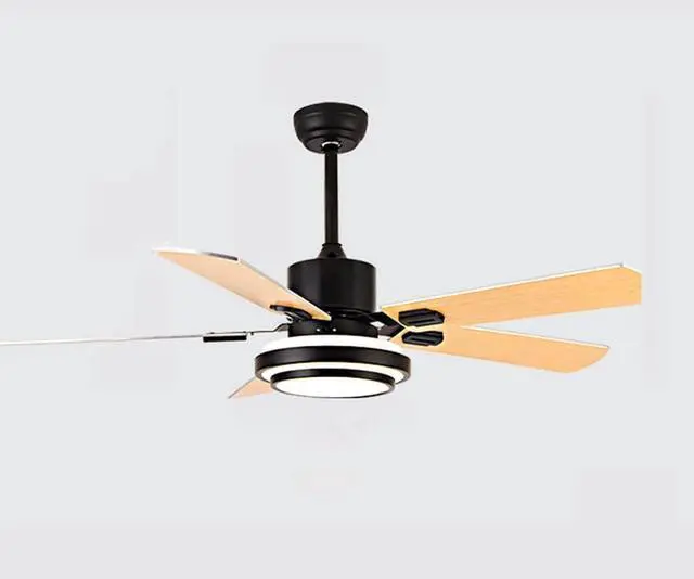 Main image of Wood Mute Ceiling Fan with Lights 48 Inch with Remote Ceiling Fan Light LED 3 Color Dimmable Living Room Ceiling Fan Modern Indoor Flush Mount Fan Light Outdoor Ceiling Fans for Patios