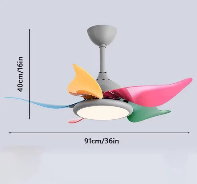 Alt view image 7 of 7 - European Style Ceiling Fan with Lights Colored Fan Blades Modern Ceiling Fan Light 3 Color Dimming Ceiling Fan with Remote 36 Inch Smart Ceiling Fan with Light for Bedroom, Living Room