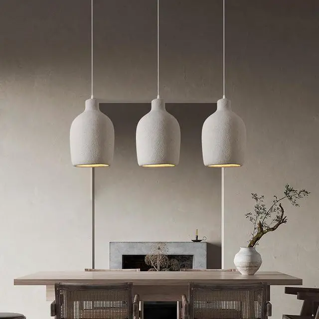 Alt view image 3 of 7 - Industrial Indoor Pendant Lights 11.8 inch Japanese Style Modern Pendant Light Adjustable E26 Ceiling Hanging Light - Concrete Finish for Kitchen Island Bedroom Dining Lighting