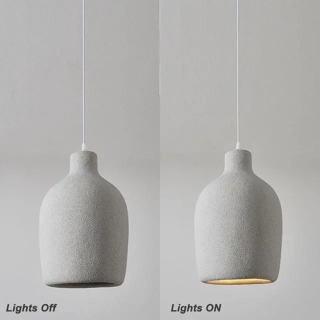 Alt view image 5 of 7 - Industrial Indoor Pendant Lights 11.8 inch Japanese Style Modern Pendant Light Adjustable E26 Ceiling Hanging Light - Concrete Finish for Kitchen Island Bedroom Dining Lighting