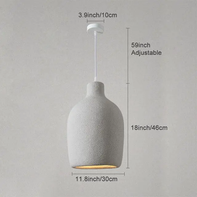 Alt view image 7 of 7 - Industrial Indoor Pendant Lights 11.8 inch Japanese Style Modern Pendant Light Adjustable E26 Ceiling Hanging Light - Concrete Finish for Kitchen Island Bedroom Dining Lighting
