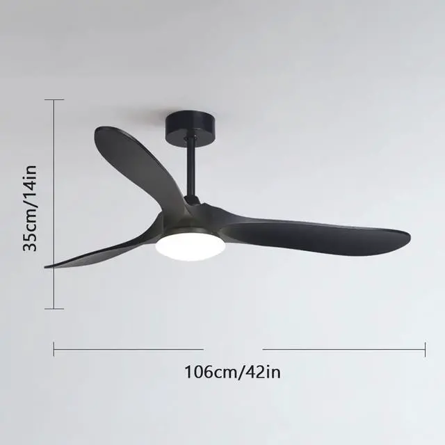 Alt view image 3 of 3 - Imitation Wood 42 Inch Ceiling Fan with Lights 3-Blade Dimmable Living Room Ceiling Fan Ceiling Fans with Lights and Remote Retro Farmhouse Ceiling Fan with Light