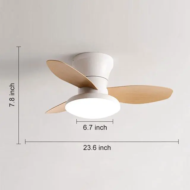 Alt view image 7 of 7 - Small Modern Ceiling Fans with Lights 23.5 inch Flush Mount Ceiling Fan with Light and Remote 6 Speed 3 Color Reversible Smart Ceiling Fans for Bedroom, Living Room, Kids Room