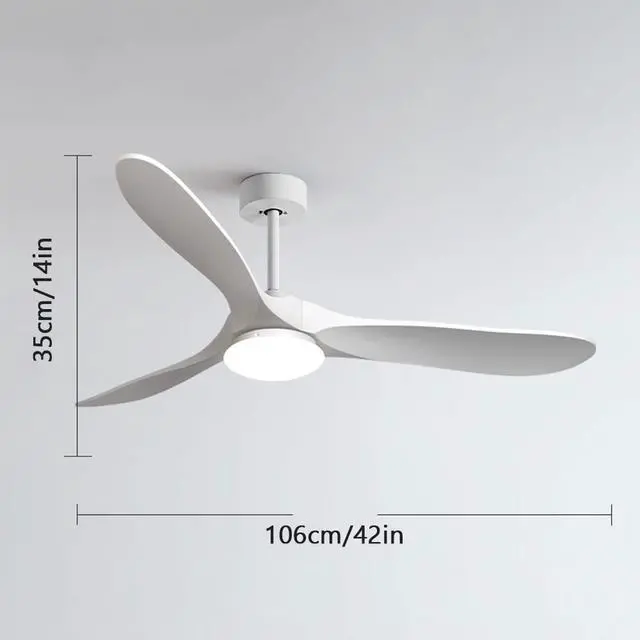 Alt view image 3 of 3 - Imitation Wood 42 Inch Ceiling Fan with Lights 3-Blade Dimmable Living Room Ceiling Fan Ceiling Fans with Lights and Remote Retro Farmhouse Ceiling Fan with Light