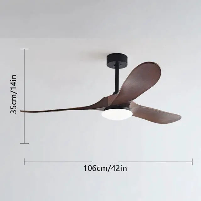 Alt view image 3 of 3 - Imitation Wood 42 Inch Ceiling Fan with Lights 3-Blade Dimmable Living Room Ceiling Fan Ceiling Fans with Lights and Remote Retro Farmhouse Ceiling Fan with Light