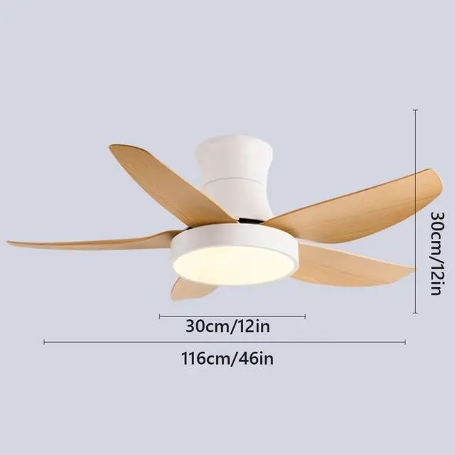 Alt view image 5 of 5 - Modern Simple Ceiling Fan with Lights 5-Blade LED Dimmable Remote Ceiling Fan 46 Inch Kitchen Ceiling Fan with Lights Farmhouse Ceiling-Mounted Smart Ceiling Fan