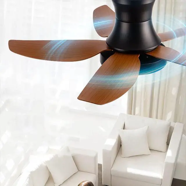 Alt view image 3 of 7 - Modern Simple Ceiling Fan with Lights 5-Blade LED Dimmable Remote Ceiling Fan 46 Inch Kitchen Ceiling Fan with Lights Farmhouse Ceiling-Mounted Smart Ceiling Fan
