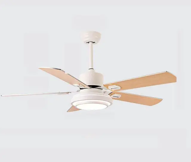 Main image of Wood Mute Ceiling Fan with Lights 48 Inch with Remote Ceiling Fan Light LED 3 Color Dimmable Living Room Ceiling Fan Modern Indoor Flush Mount Fan Light Outdoor Ceiling Fans for Patios