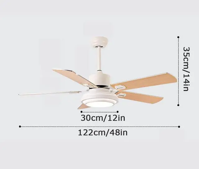 Alt view image 7 of 7 - Wood Mute Ceiling Fan with Lights 48 Inch with Remote Ceiling Fan Light LED 3 Color Dimmable Living Room Ceiling Fan Modern Indoor Flush Mount Fan Light Outdoor Ceiling Fans for Patios